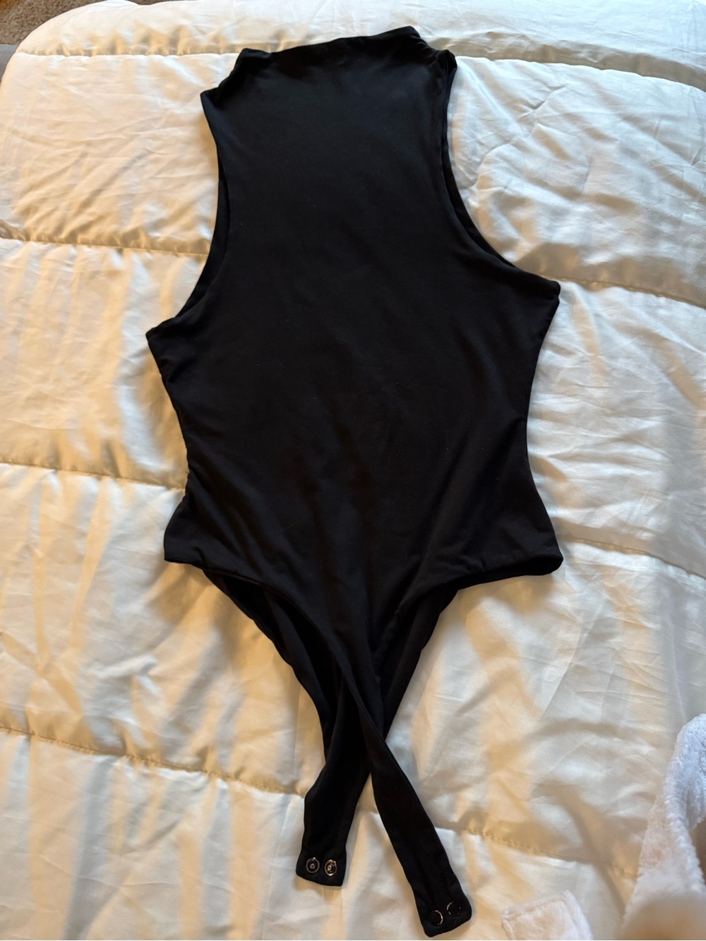 Naked Wardrobe Black One-Piece Bodysuit with Snap Closure super soft